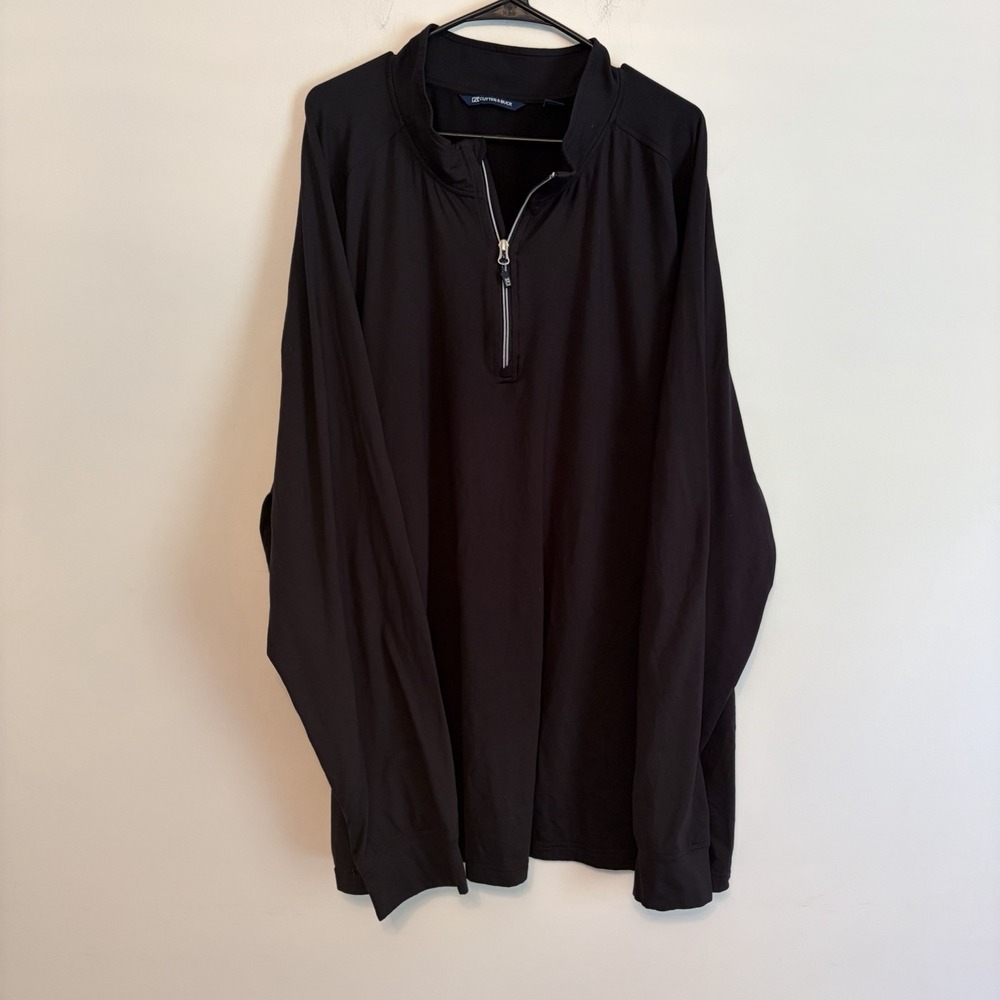 Cutter & Buck Mens 5XB/5TB Black Quarter Zip Pullover Big And Tall Sport Light